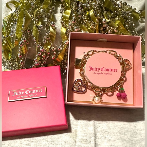 Juicy Couture Jewelry - Juicy Couture Gold and Pink Charm Bracelet NWOT